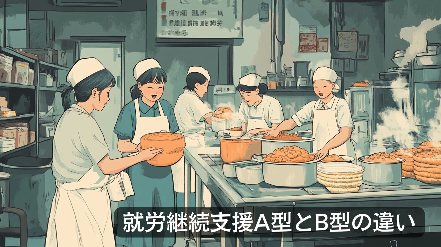 就労継続支援A型とB型の違いを制度の面から説明しつつ、利用までのおおまかな流れを説明するためのガイド