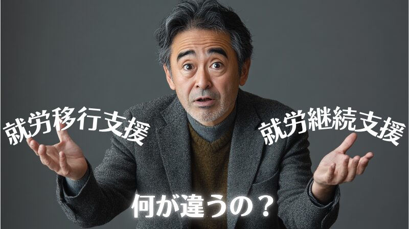 就労移行支援と就労継続支援の違いを制度の面から理解するための記事のトップ画像です。